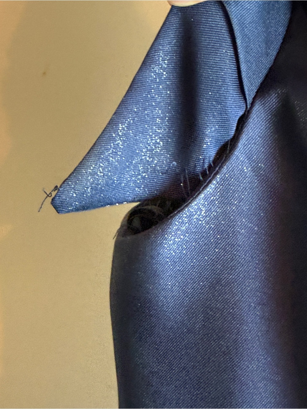 Alfred Sung Midnight Blue Satin A-Line Cap Sleeve Pleated Skirt Dress w/ Pockets - Picture 11 of 14